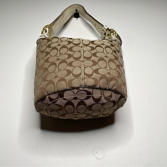 COACH Signature 2000’s Era Vintage Khaki, Brown, Ivory Bucket Adjustable Bag - Picture 5 of 13